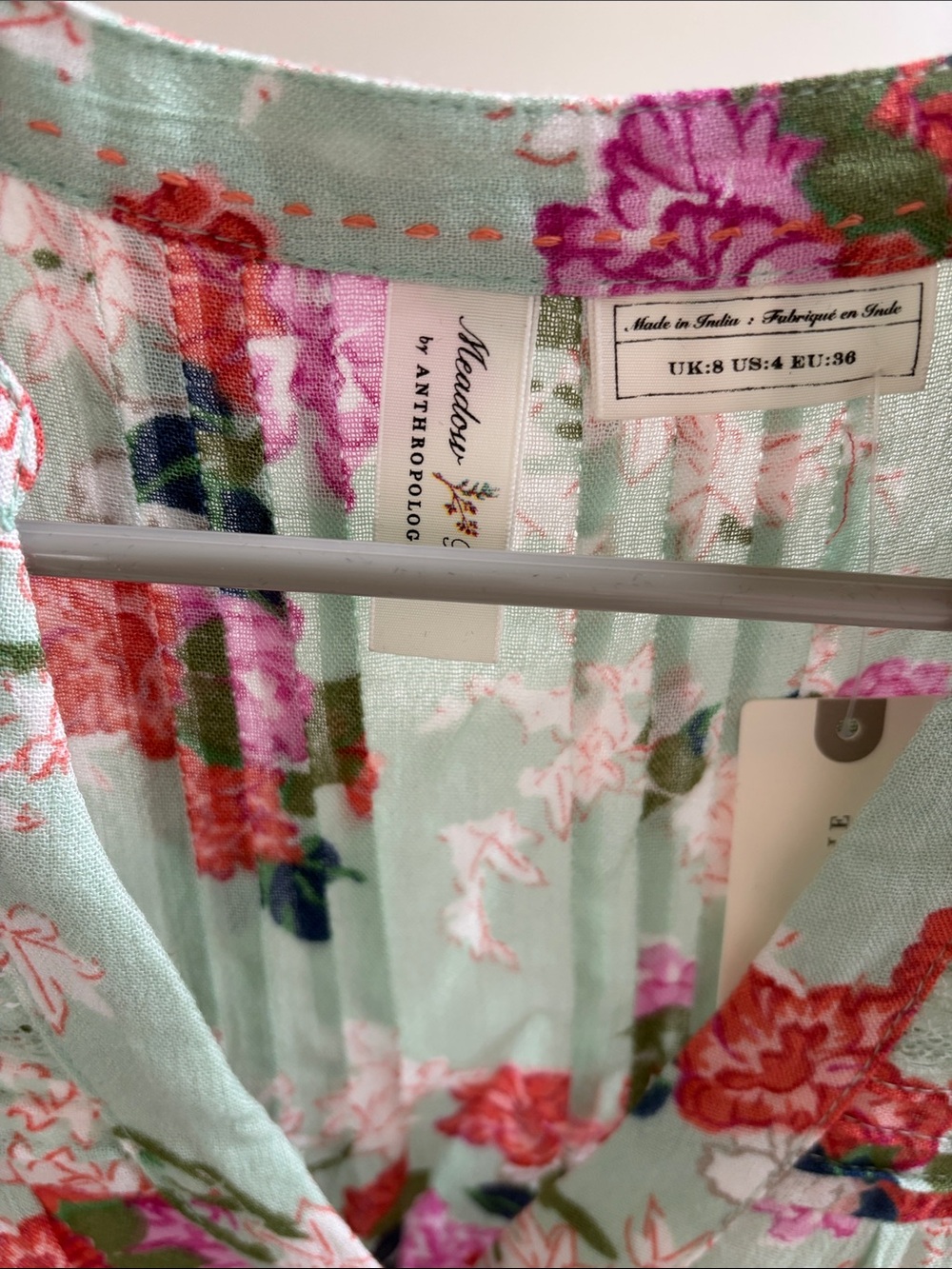 Anthropologie | Meadow Rue Floral Pintucked Top Green Size 4 Small NWT - Picture 3 of 7
